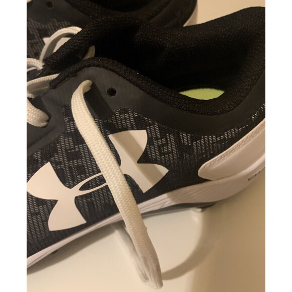 Under Armour Charged Mens Sz 8 Black On Black W/ White Trim Baseball Cleats. NEW - Picture 3 of 7